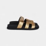 Hermès Chypre Techno Sandals Dore Chevre Palladium Hardware 37 EU
