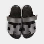 Hermès Chypre Techno Sandals Ecorce Calfskin Palladium Hardware 37 EU