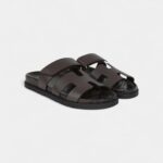 Hermès Chypre Techno Sandals Ecorce Calfskin Palladium Hardware 37 EU