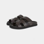 Hermès Chypre Techno Sandals Ecorce Calfskin Palladium Hardware 37 EU