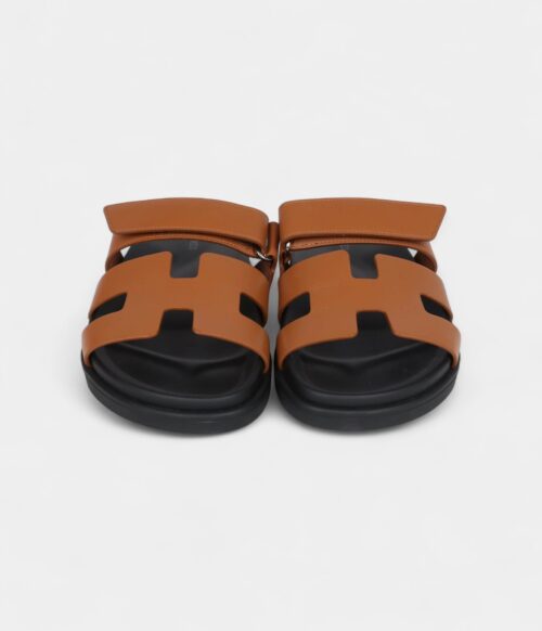 Hermès Chypre Techno Sandals Gold Calfskin Palladium Hardware 39 EU