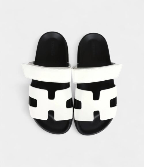 Hermès Chypre Techno Sandals White Calfskin Palladium Hardware 36.5 EU