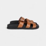 Hermès Chypre Techno Sandals Gold Calfskin Palladium Hardware 39 EU