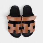 Hermès Chypre Techno Sandals Gold Calfskin Palladium Hardware 39 EU