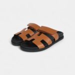 Hermès Chypre Techno Sandals Gold Calfskin Palladium Hardware 39 EU