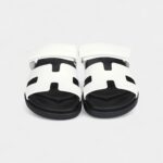 Hermès Chypre Techno Sandals White Calfskin Palladium Hardware 36.5 EU