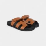 Hermès Chypre Techno Sandals Gold Calfskin Palladium Hardware 39 EU