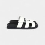 Hermès Chypre Techno Sandals White Calfskin Palladium Hardware 36.5 EU