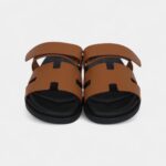 Hermès Chypre Techno Sandals Gold Calfskin Palladium Hardware 41 EU
