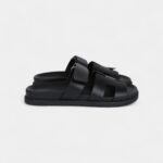 Hermès Chypre Techno Sandals Black Calfskin Palladium Hardware 38.5 EU