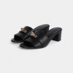 Hermès Gigi 50 Sandals 37.5 EU Black Calfskin Permabrass Hardware