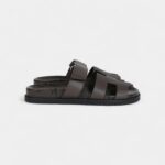 Hermès Chypre Techno Sandals Ecorce Calfskin Palladium Hardware 38 EU