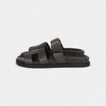 Hermès Chypre Techno Sandals Ecorce Calfskin Palladium Hardware 38 EU