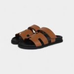 Hermès Chypre Techno Sandals Gold Calfskin Palladium Hardware 41 EU