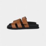 Hermès Chypre Techno Sandals Gold Calfskin Palladium Hardware 41 EU