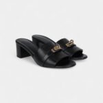 Hermès Gigi 50 Sandals 37.5 EU Black Calfskin Permabrass Hardware