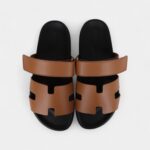 Hermès Chypre Techno Sandals Gold Calfskin Palladium Hardware 41 EU