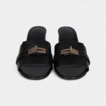 Hermès Gigi 50 Sandals 37.5 EU Black Calfskin Permabrass Hardware