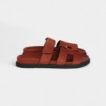 Hermès Chypre Techno Sandals Maroon Muscavado Suede Palladium Hardware 38.5 EU
