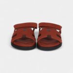 Hermès Chypre Techno Sandals Maroon Muscavado Suede Palladium Hardware 38.5 EU