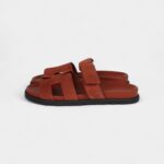Hermès Chypre Techno Sandals Maroon Muscavado Suede Palladium Hardware 38.5 EU