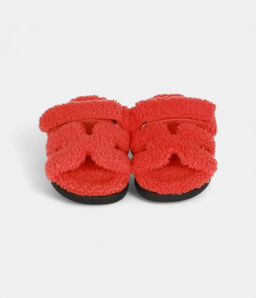 Hermès Chypre Techno Sandals Orange Woolskin 37.5