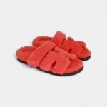 Hermès Chypre Techno Sandals Orange Woolskin 37.5