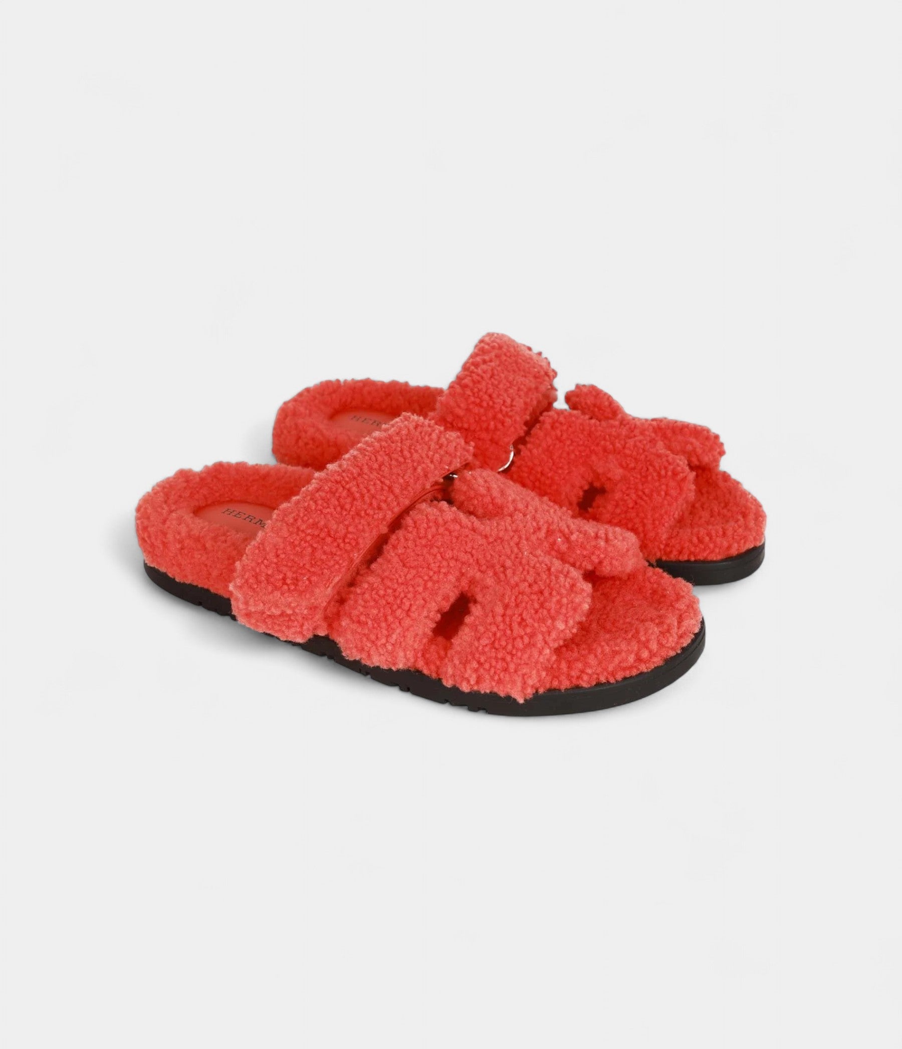 Hermès Chypre Techno Sandals Orange Woolskin 37.5