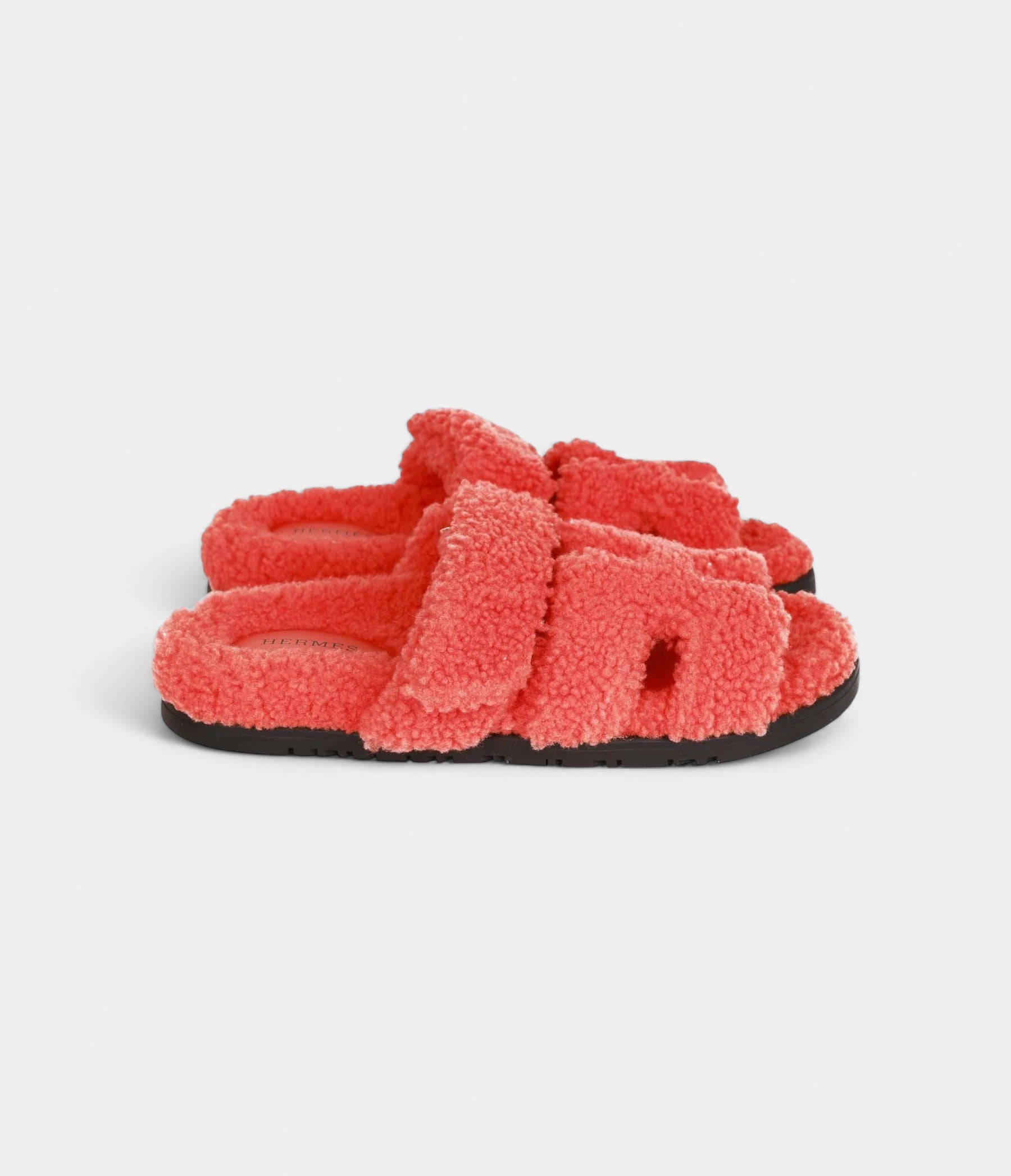 Hermès Chypre Techno Sandals Orange Woolskin 37.5