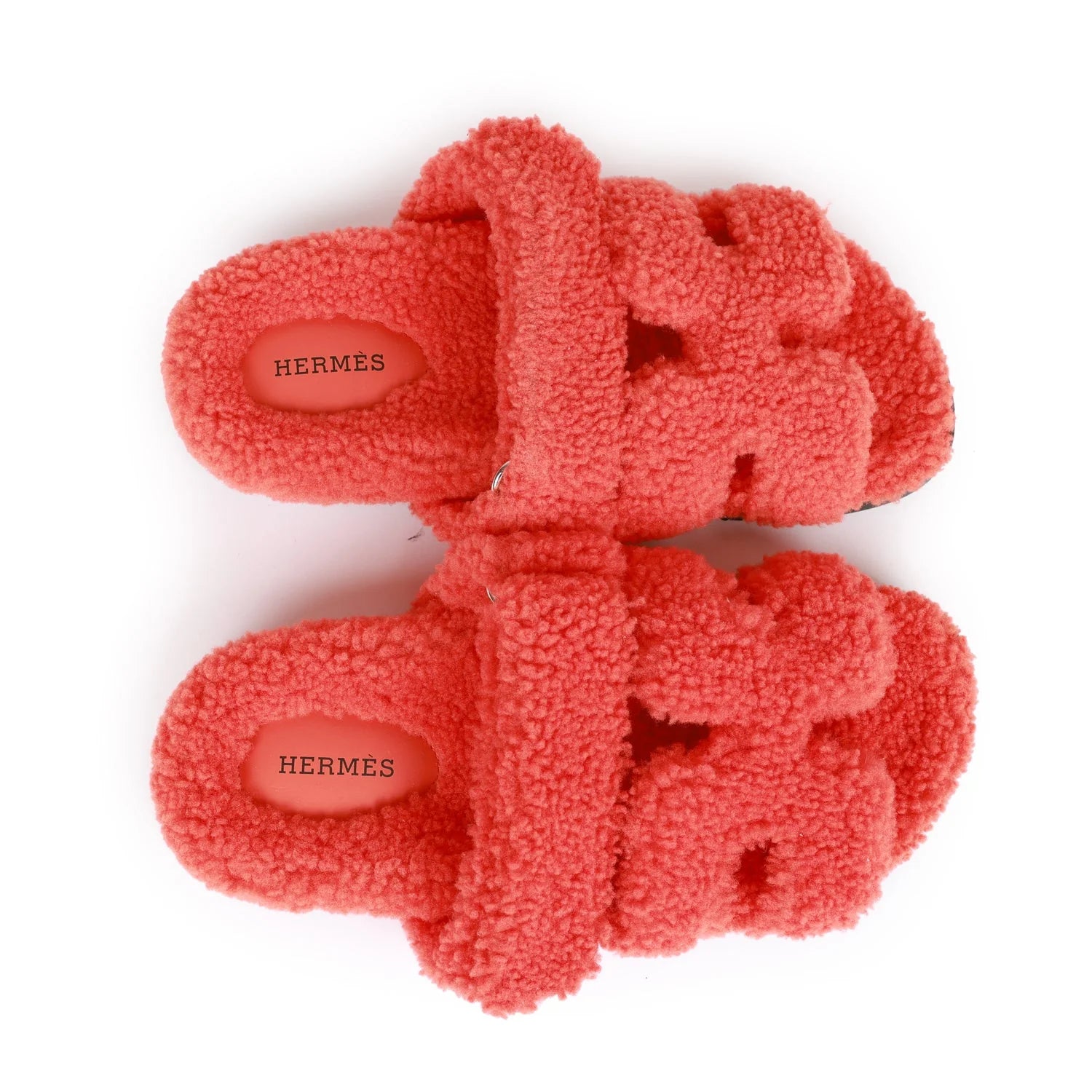Hermès Chypre Techno Sandals Orange Woolskin 38