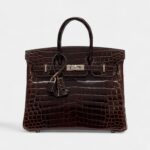 Hermes Cocoan Shiny Niloticus Crocodile Birkin 25 Palladium Hardware