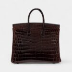 Hermes Cocoan Shiny Niloticus Crocodile Birkin 25 Palladium Hardware