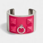 Hermès Collier de Chien Médor Gaine Cuff Bracelet Rose Mexico