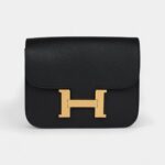 Hermès Constance Slim Wallet Black Epsom Gold Hardware