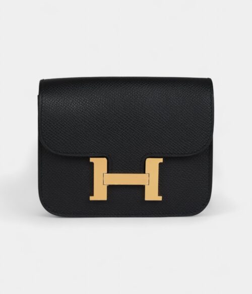 Hermès Constance Slim Wallet Black Epsom Gold Hardware