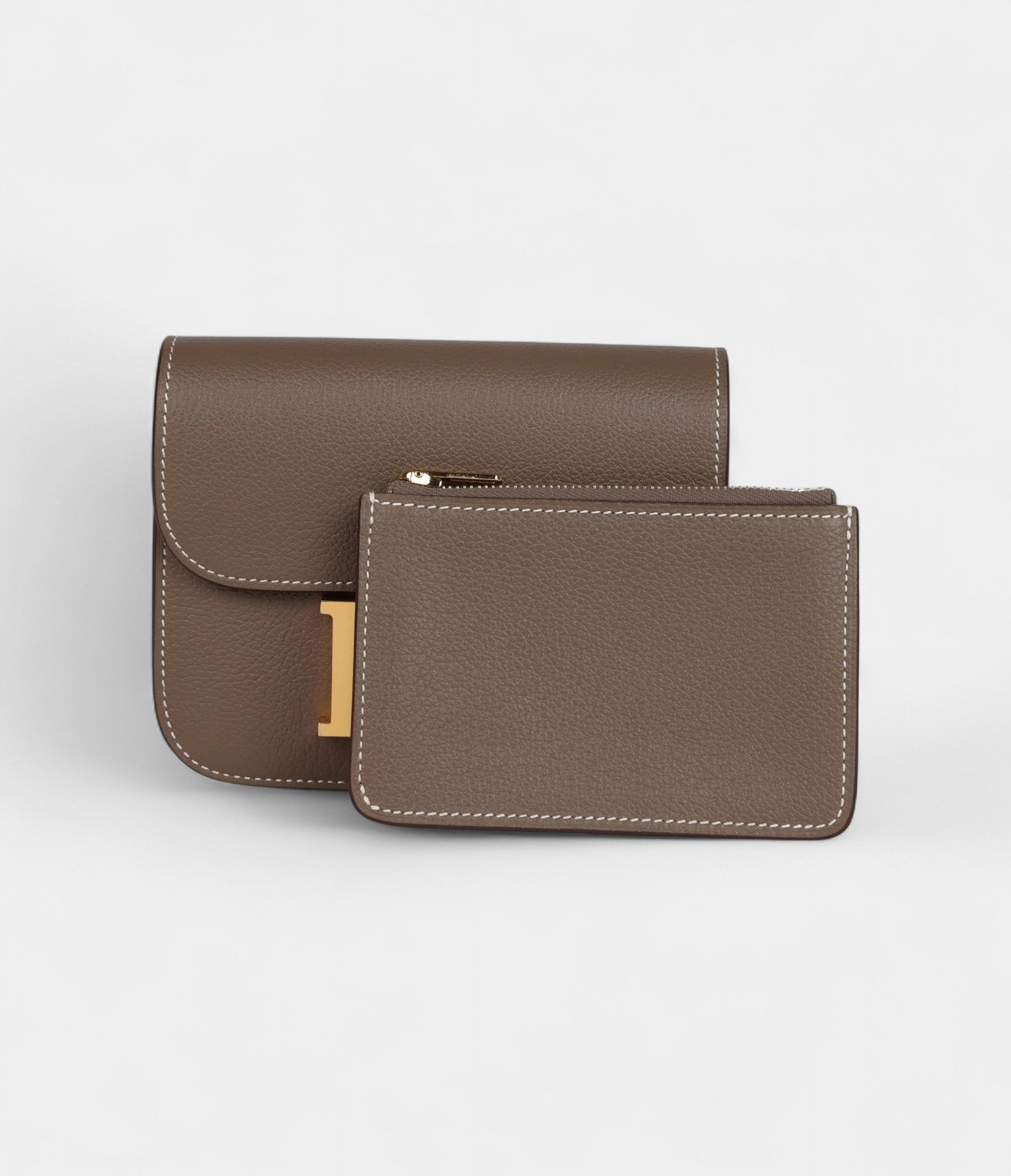 Hermès Constance Slim Wallet Etoupe Evercolor Gold Hardware
