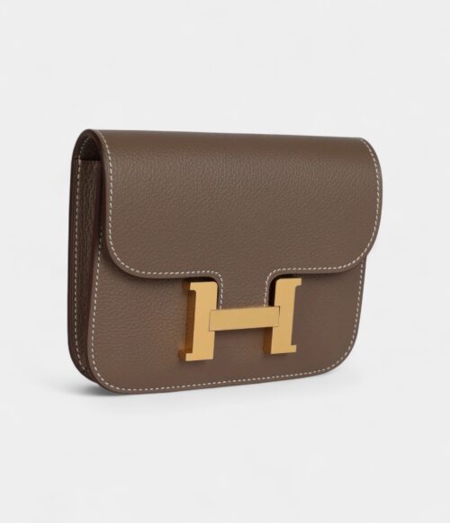 Hermès Constance Slim Wallet Etoupe Evercolor Gold Hardware