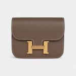 Hermès Constance Slim Wallet Etoupe Evercolor Gold Hardware