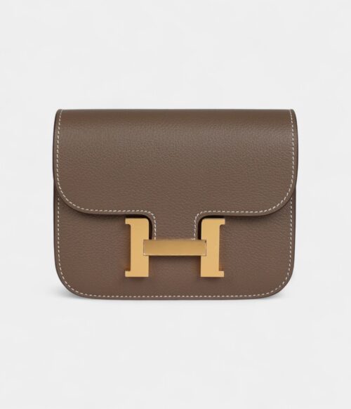 Hermès Constance Slim Wallet Etoupe Evercolor Gold Hardware