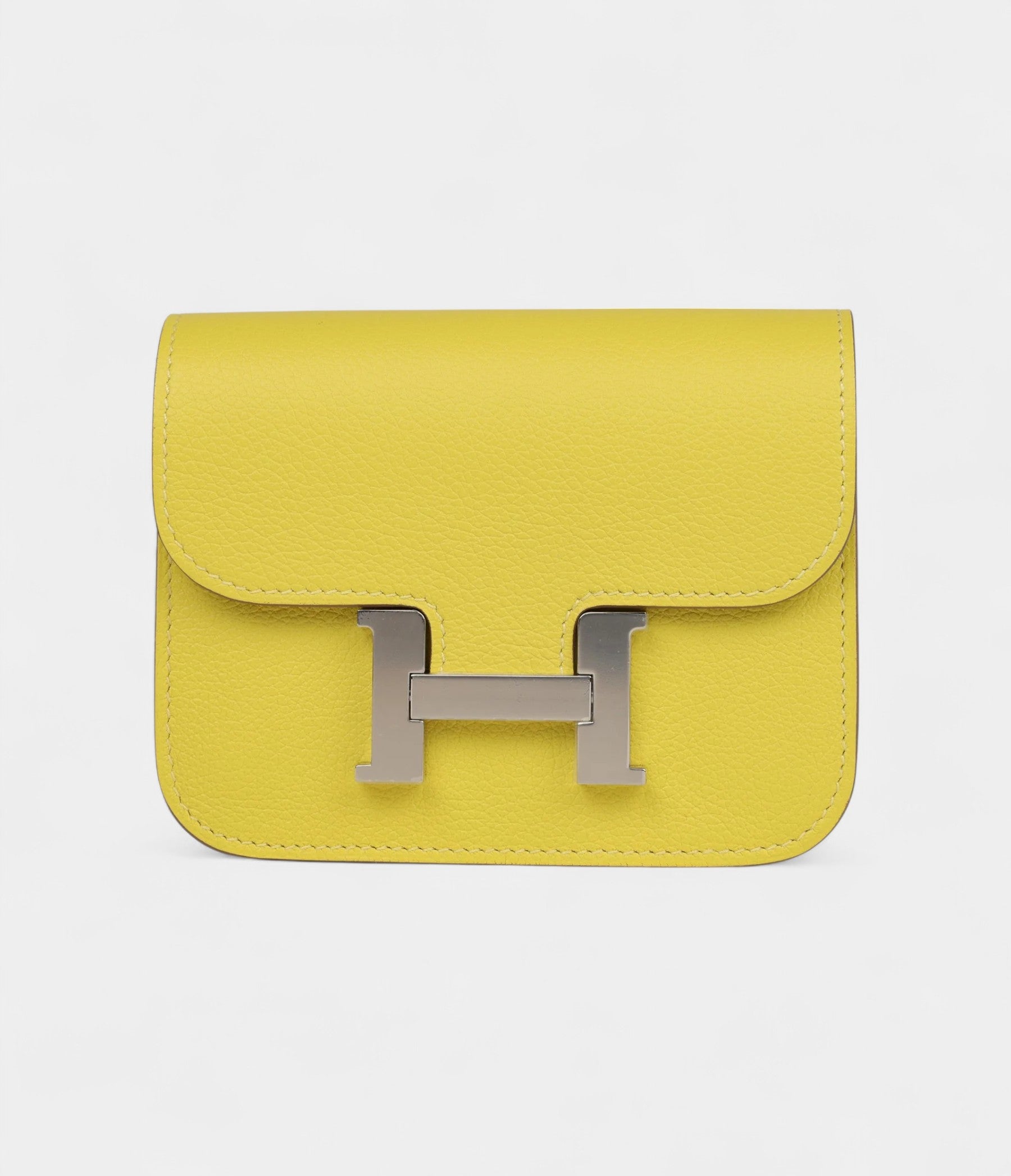 Hermès Constance Slim Wallet Lime Evercolor Palladium Hardware