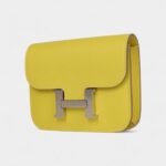 Hermès Constance Slim Wallet Lime Evercolor Palladium Hardware