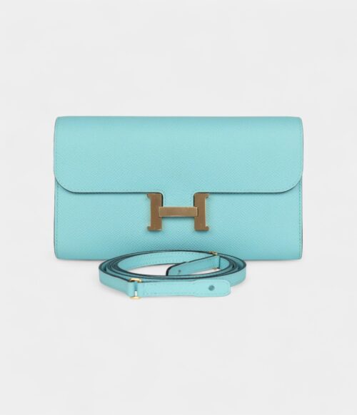 Hermès Constance Wallet To Go Bleu Atoll Epsom Gold Hardware