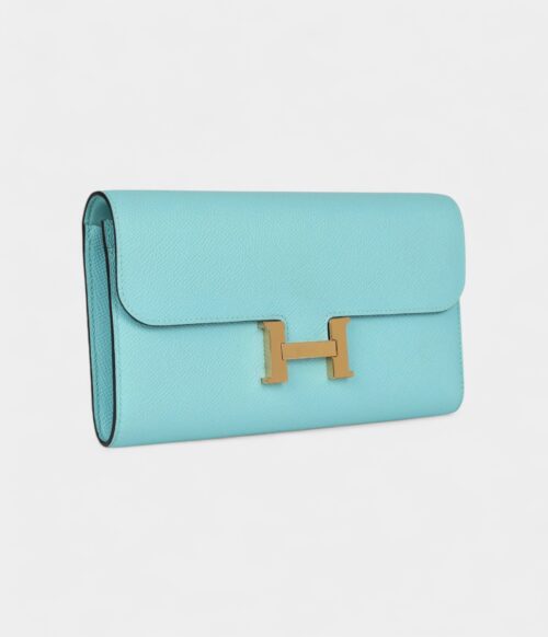Hermès Constance Wallet To Go Bleu Atoll Epsom Gold Hardware