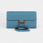 Hermès Constance Wallet To Go Blue Jean Evercolor Gold Hardware