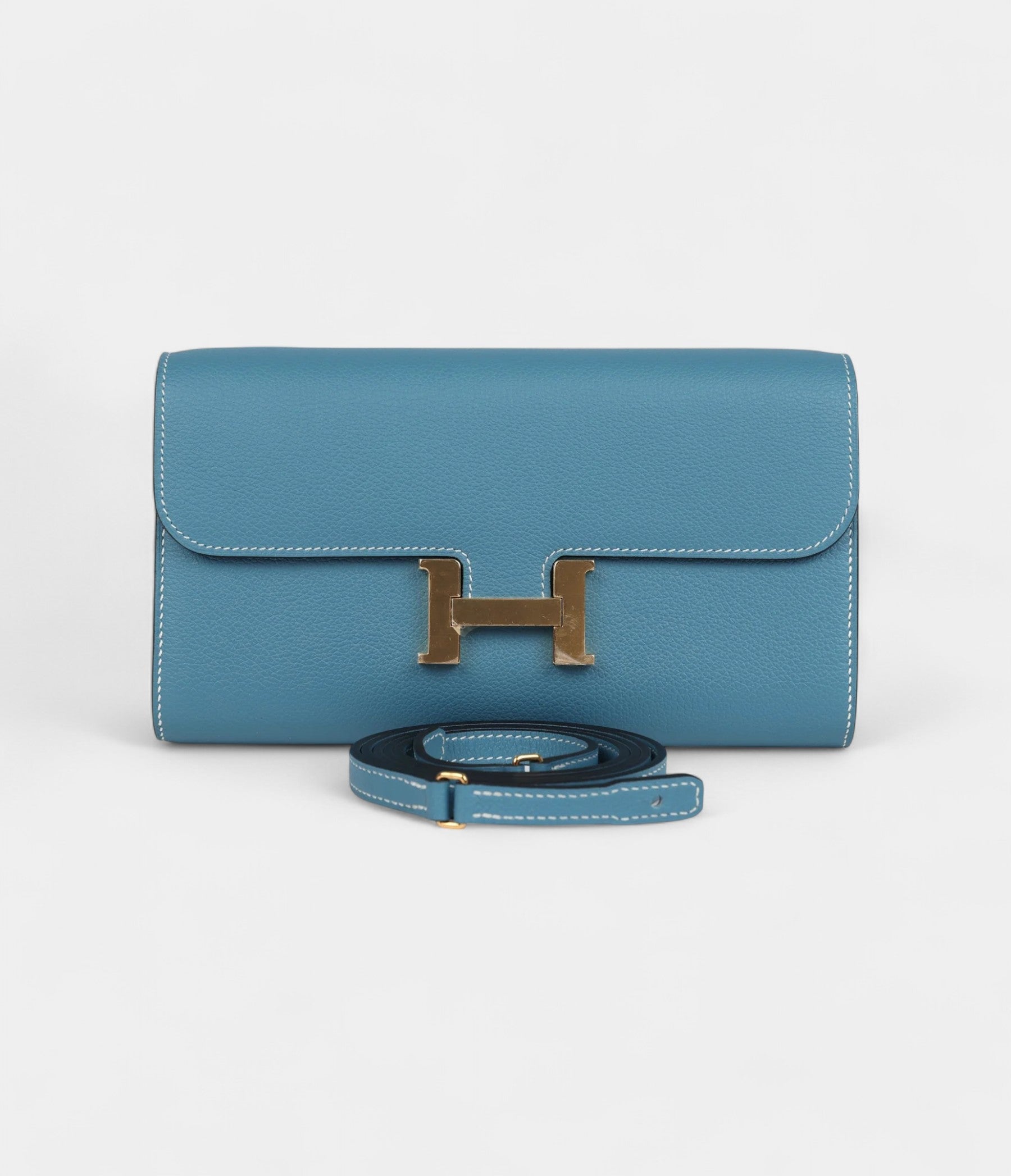 Hermès Constance Wallet To Go Blue Jean Evercolor Gold Hardware