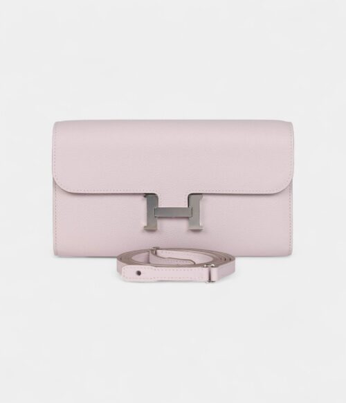 Hermès Constance Wallet To Go Mauve Pale Evercolor Palladium Hardware