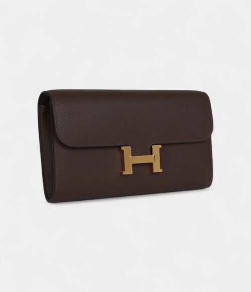 Hermès Constance Wallet To Go Moka Evercolor Gold Hardware