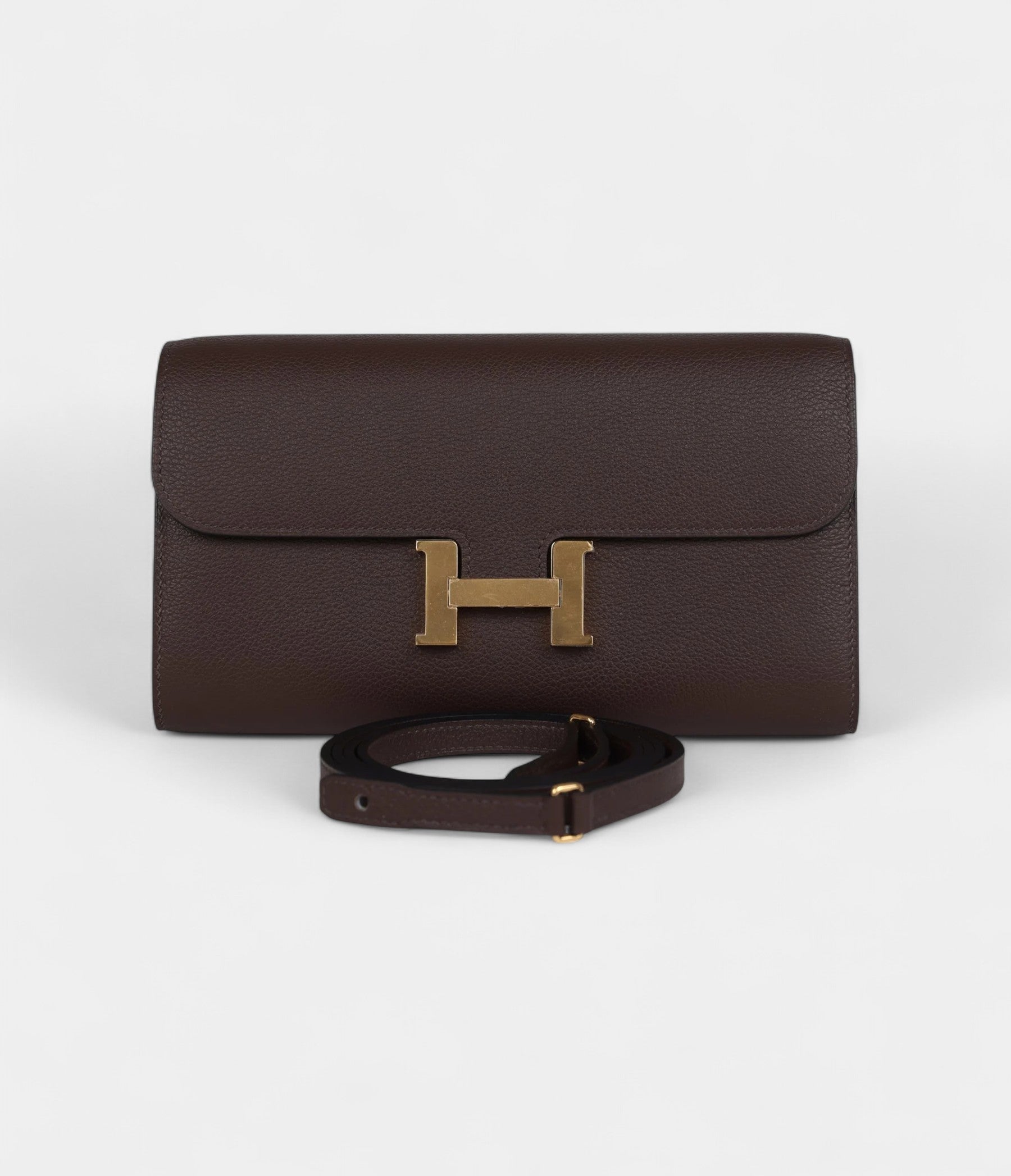 Hermès Constance Wallet To Go Moka Evercolor Gold Hardware
