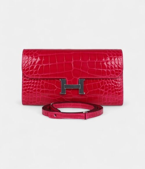 Hermès Constance Wallet To Go Rose Mexico Shiny Alligator Palladium Hardware
