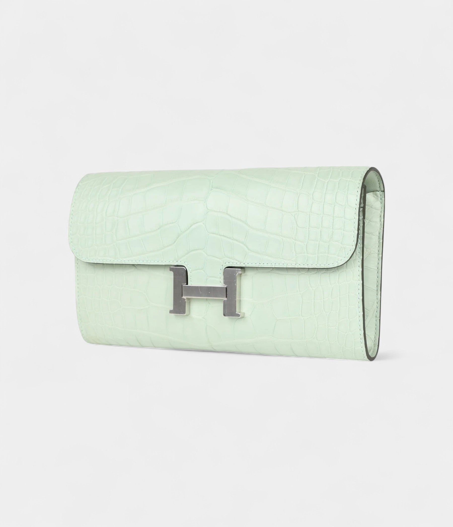 Hermès Constance Wallet To Go Vert D'eau Matte Alligator Palladium Hardware